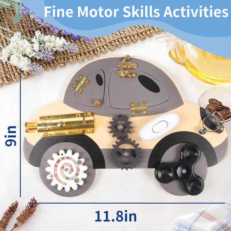 Wooden Steering Wheel Busy Board