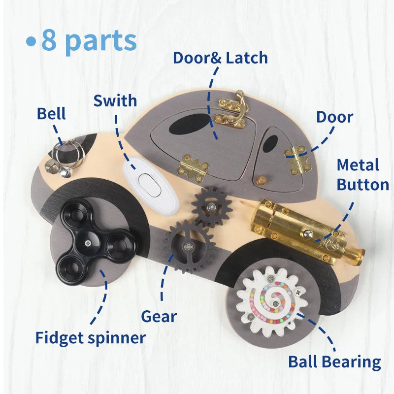 Wooden Steering Wheel Busy Board